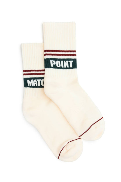 Chaussettes beiges "match point" en coton bio, parfaites pour les matchs de pickleball.