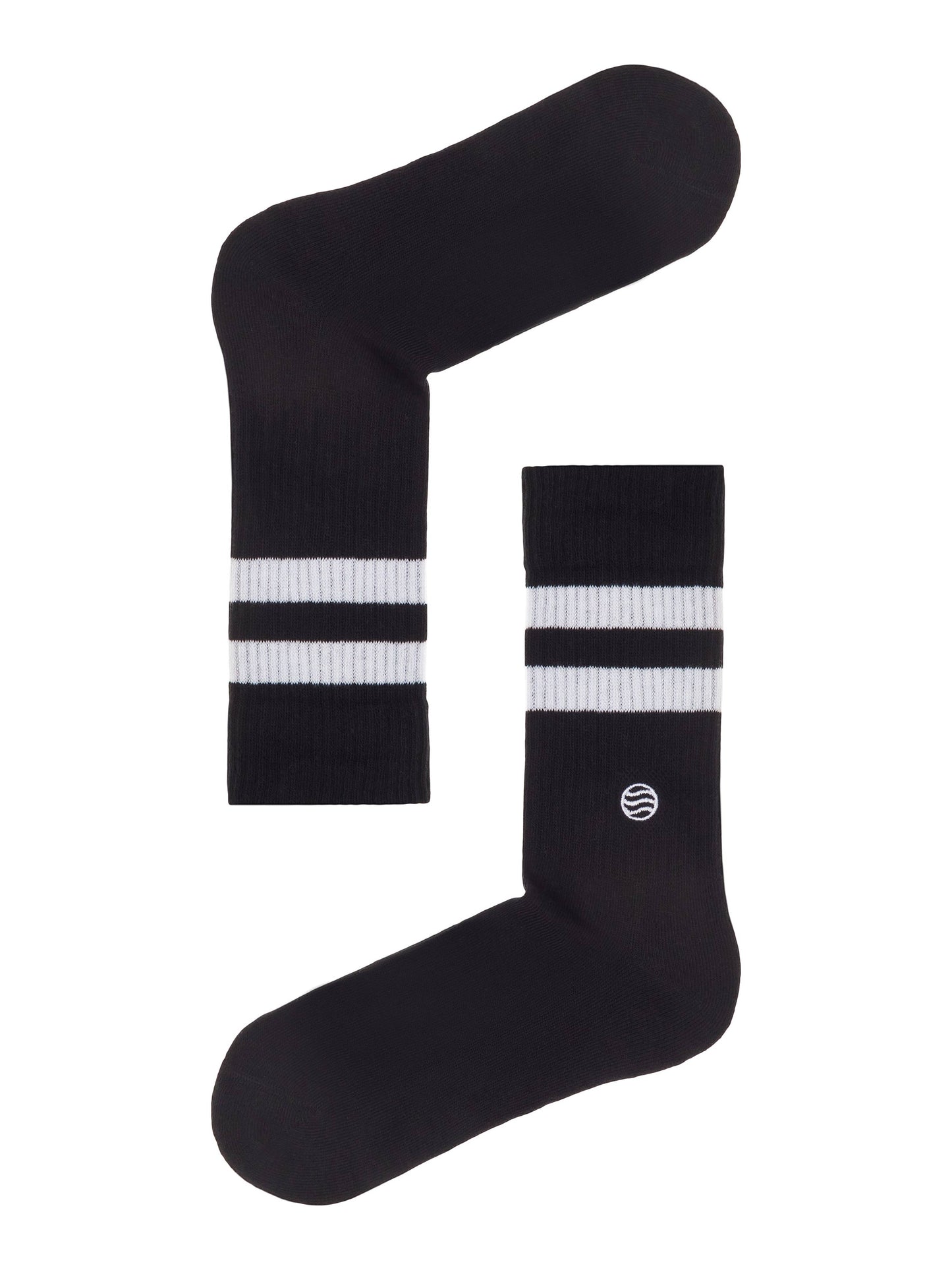 Chaussettes de sport en coton bio noires et blanches pour le pickleball.
