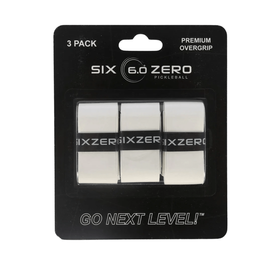 Overgrip antidérapant blanc pour raquette de pickleball – meilleure prise en main et confort.