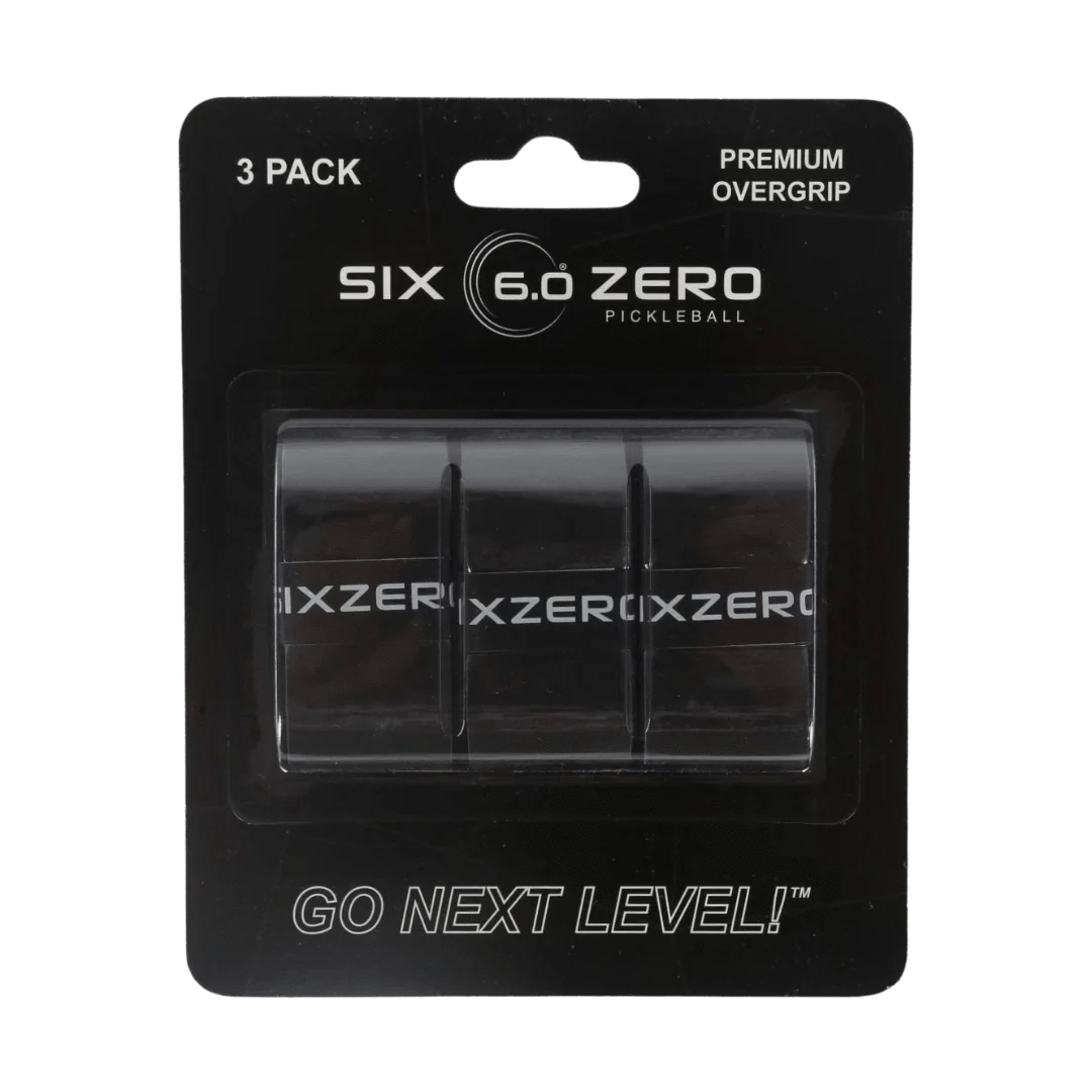 Overgrip antidérapant noir pour raquette de pickleball, meilleure prise en main et confort.