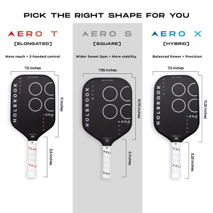 Raquette pickleball Pro Aero S 16MM format carré – précision et surface large.